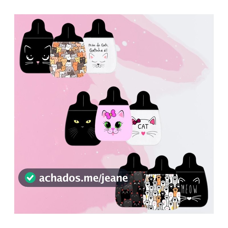 Lixeira para Carro Personalizado Neoprene 3mm Grosso Tema Gato Cat Preto