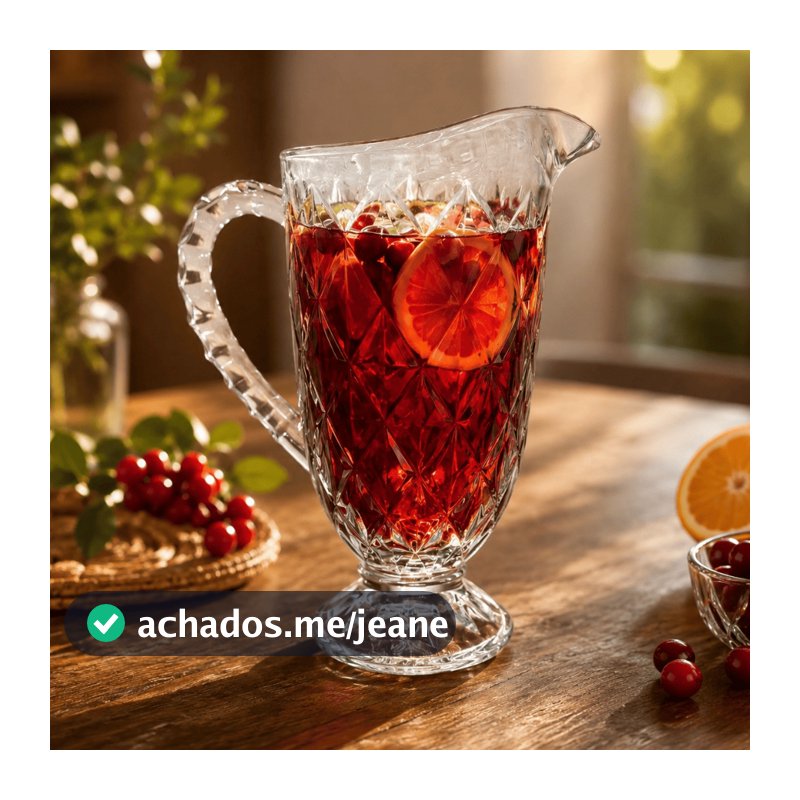 Jarra De Vidro Diamond 1,2L Para Água Suco Drinks Bico Jaca DIamante Abacaxi Transparente