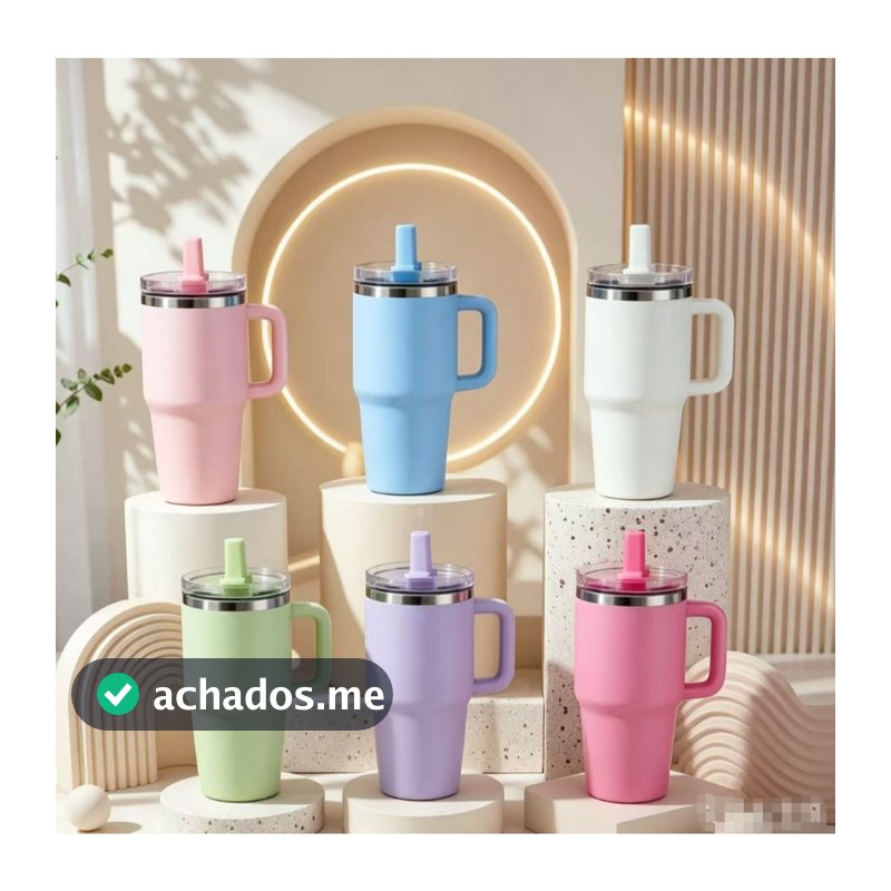 Copo Garrafa Térmico Portátil 420ml/600ml Com Canudo Chupeta Alça e Tampa Para Escola Trabalho