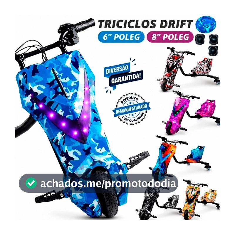 Triciclo Elétrico Infantil 350w 8'" Polegadas Hoverboard Overboard Skate Elétrico com Bluetooth