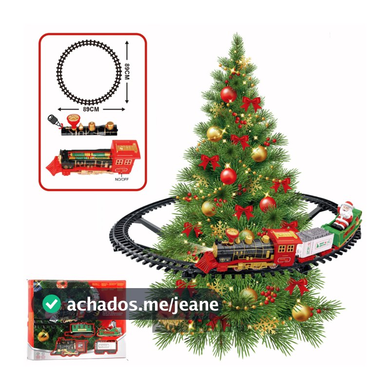 Trem trenzinho locomotiva natalino para árvore de natal musical luz led