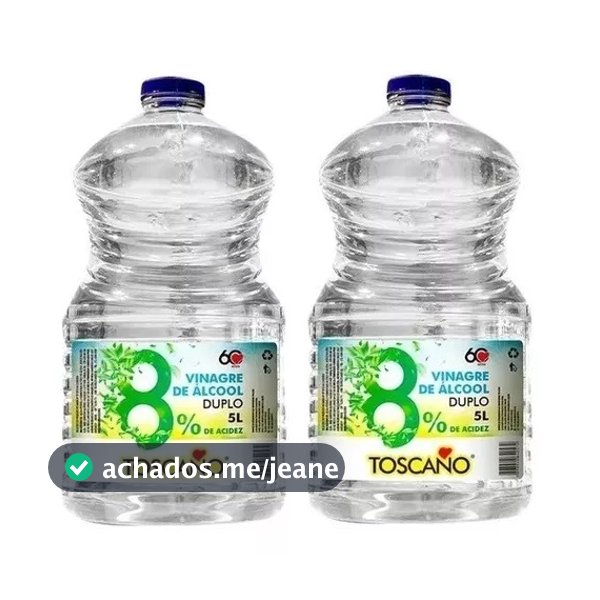 2 Vinagres De Álcool Toscano 8% De Acidez 5 Litros Cada