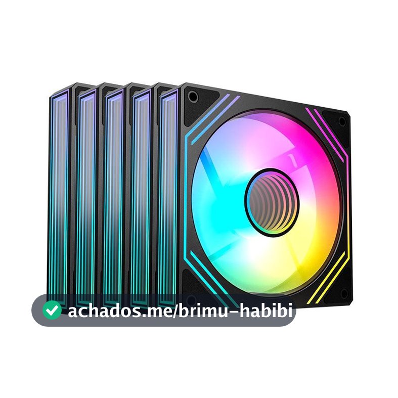 Kit Ventoinhas Acegeek Neon, ARGB, 5x120mm, Preto, AG-NEON5X1-BK