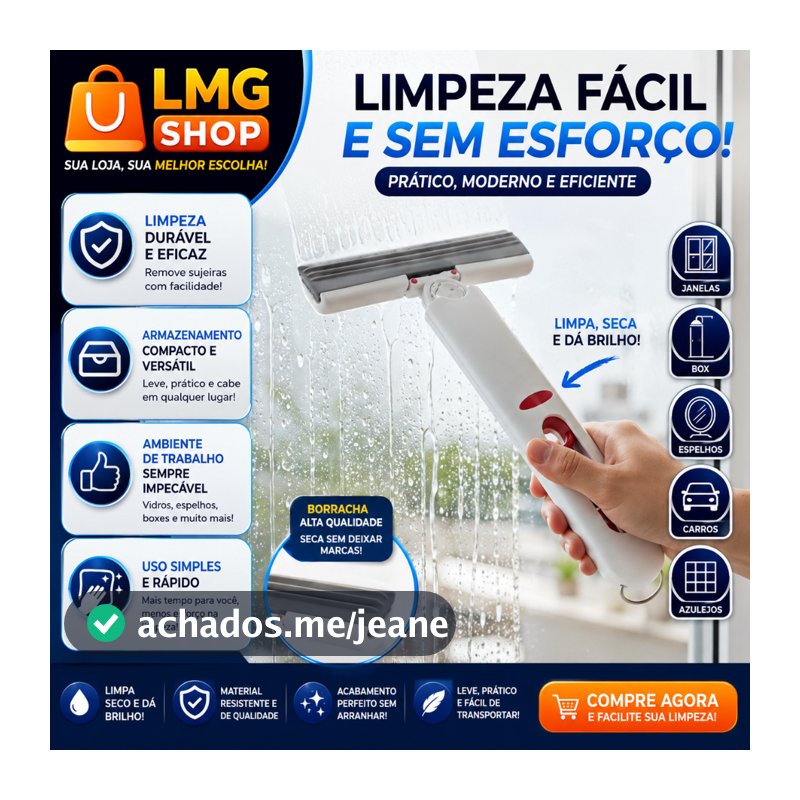 Mini MOP Rodo Mágico Multiuso Limpa Vidro Janela Box Pia Mesa Removedor de Água Compacto Portátil - LMG Shop