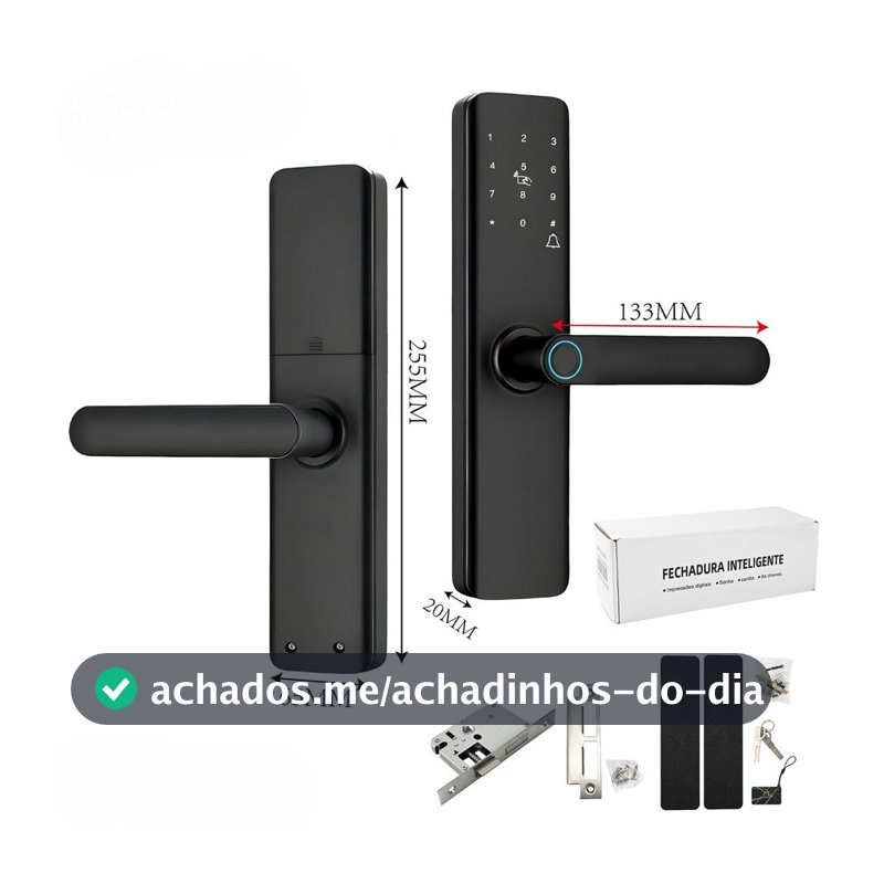 Fechadura Eletrônica Smart Door com Impressão Digital, Senha, Cartão NFC e Chave Mecânica fang