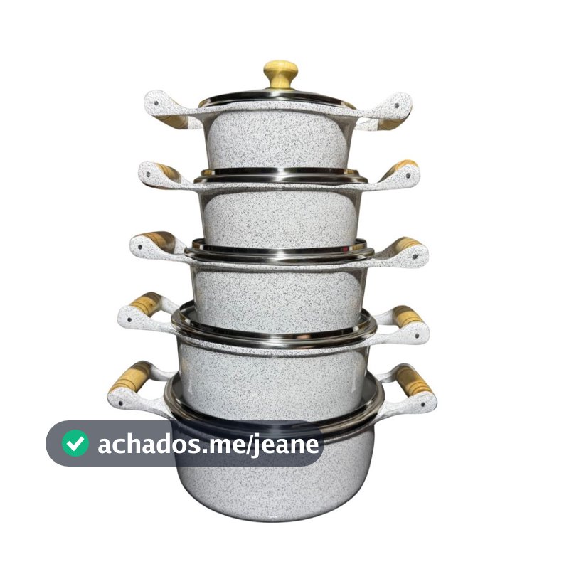 Jogo Panela Aluminio Batido Fundido na Cor Branco Tampas de Vidro(kits com 5 , 3 , 2 e 1 unidade)