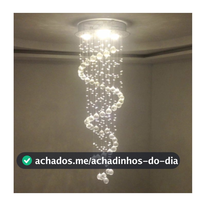 Lustre Espiral de Cristal K9 Legitimo para Sala de Jantar – Base 30cm Inox