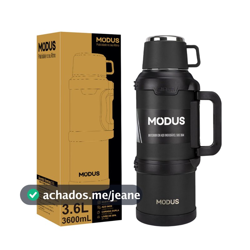 MODUS Garrafa Térmica  3,6 Litros Quente Frio Com Aço Inoxidável Isolamento Térmico
