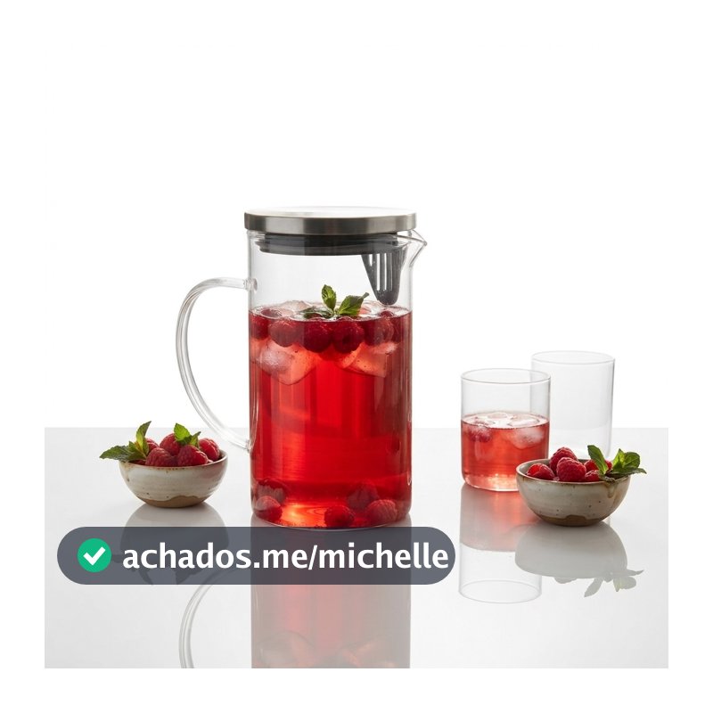 Jarra Wolff Vidro Borossilicato com Tampa 1 L Resistente para Água Suco Chá Bebidas Quentes e Frias Geladeira Mesa Posta