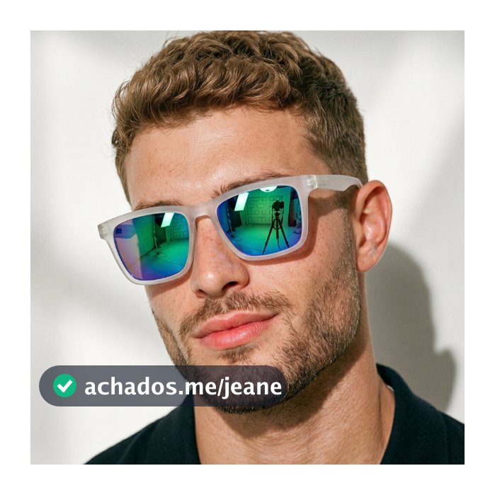 Óculos de Sol Napole Branco Azul Espelhado Quadrado Premium Clássico uv400 Feminino Masculino
