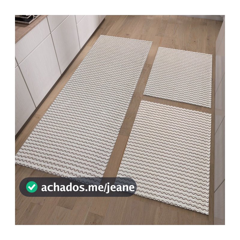 Jogo De Passadeiras 3 Peças Sendo 2 Tapetes 40 cm x 60 cm -1 Passadeira 40 cm x 130 cm-Sala Cozinha