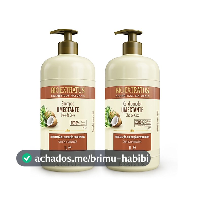 Kit Shampoo e Condicionador Umectante Coco Bio Extratus - 1L Óleo de Coco