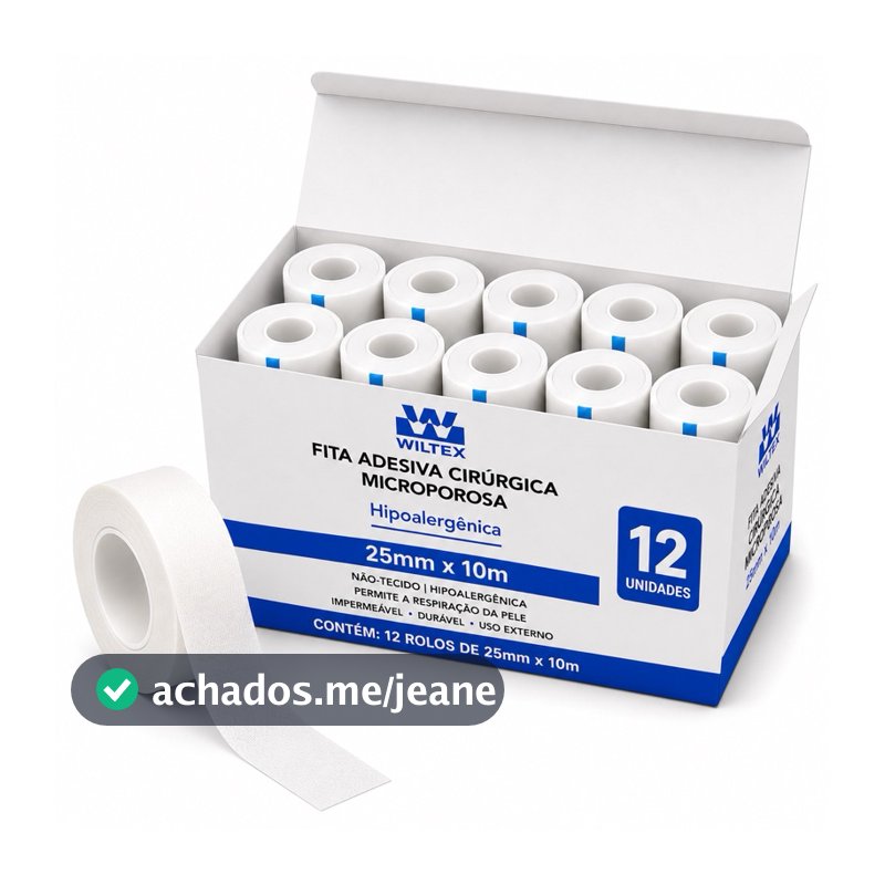 Fita Adesiva Micropore Branca 25mm x 10m Wiltex 12 unidades microporosa curativo