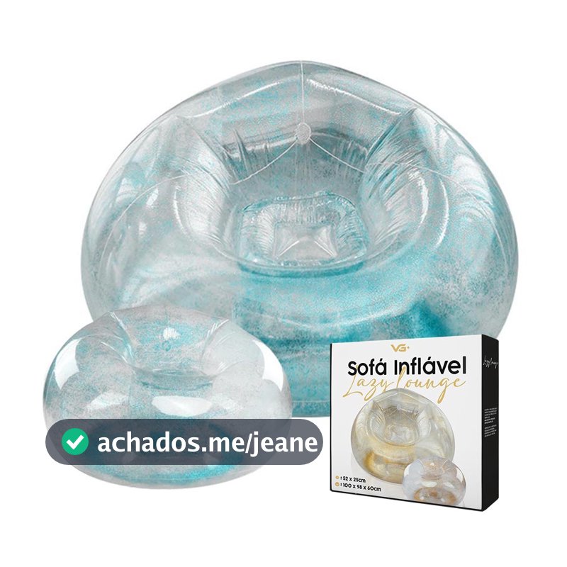 Poltrona Inflável Lazy Lounge Glitter Com Puff VG Plus