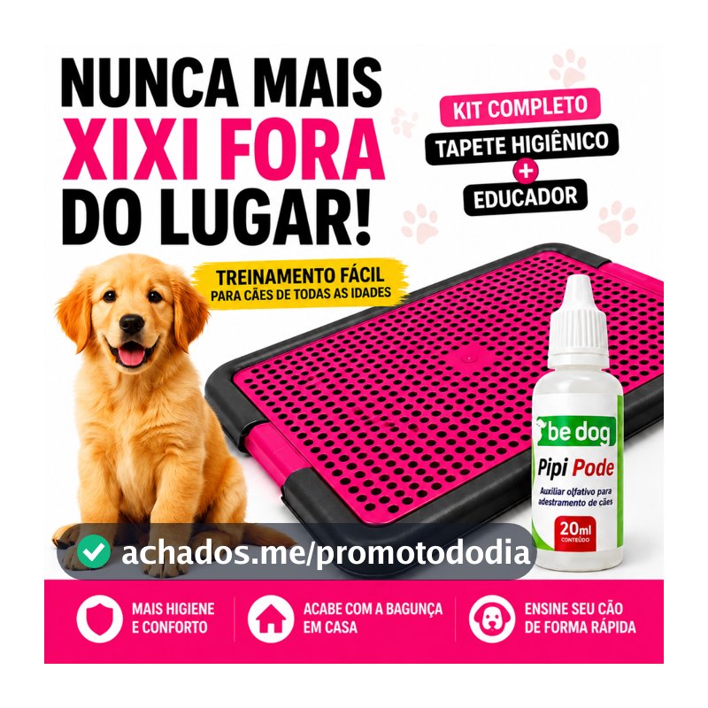 Kit Sanitário Tapete Higiênico Grande para Cachorro + Educador Xixi Pode 20ml | Treinamento Sim e Não Pet Cães