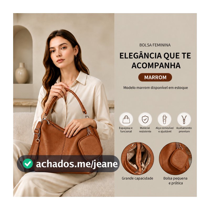 JAMI JAMI Bolsa Mochila Grande De Ombro e Transversal Feminina De Couro PU B303