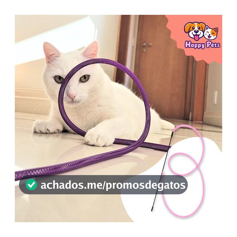 Varinha Cat Cobrinha Da Pet Games Com 50cm Brinquedo Para Gato Super Resistente Que Atiça A Caça
