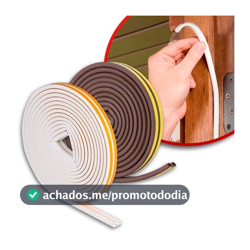 Fita Veda Fresta Adesivo Branco Marrom 6 Metros Anti Ruido Isolante Acústico Porta e Janela