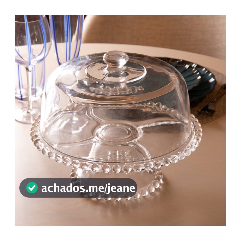 Boleira Wolff Pearl Grande Poncheira Saladeira Petisqueira Transparente Luxo Mesa Posta Bolinhas 3 em 1 Prato com Pé
