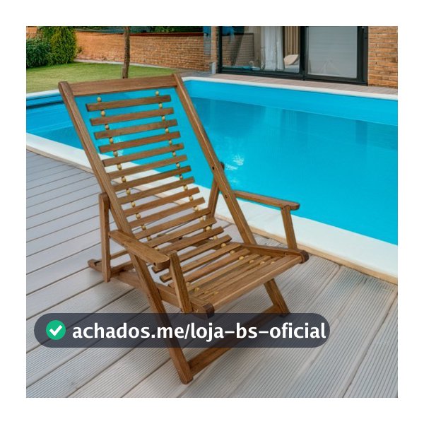 Espreguiçadeira de Madeira C/Braço Largo e Fios de Aço 3 Regulagens Madeiral DkadiDecor