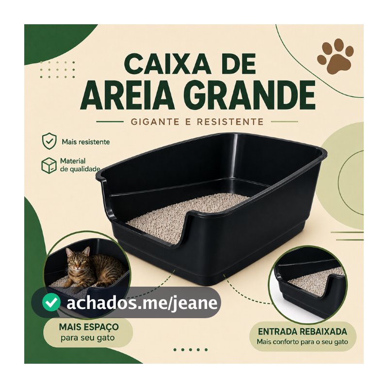Caixa De Areia Grande Com Borda Alta Para Gato