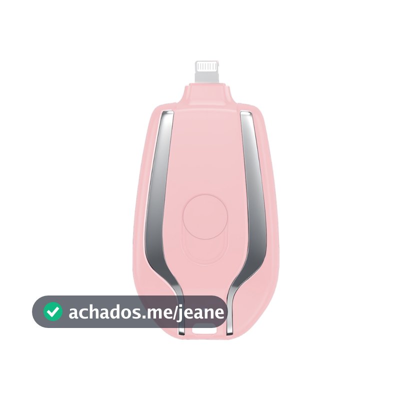 Mini Power Bank 1500mAh para iPhone Carregador Portátil Lightning Rosa