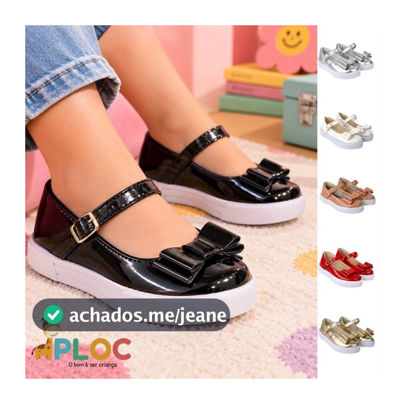 SAPATILHA INFANTIL MENINA BONECA PLOC VERNIZ 02 CONFORTO E ESTILO ANATÔMICO
