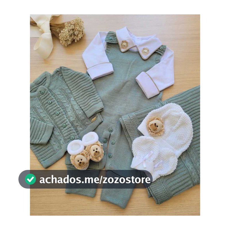 Saída De Maternidade Menino Alex Tricot 7 Peças Tema Leão