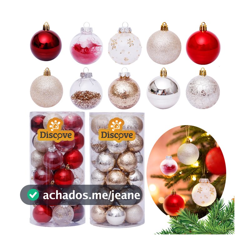 Kit 30 Bolas de decoração de natal bolinhas enfeites natalinos árvore gliter casa festa