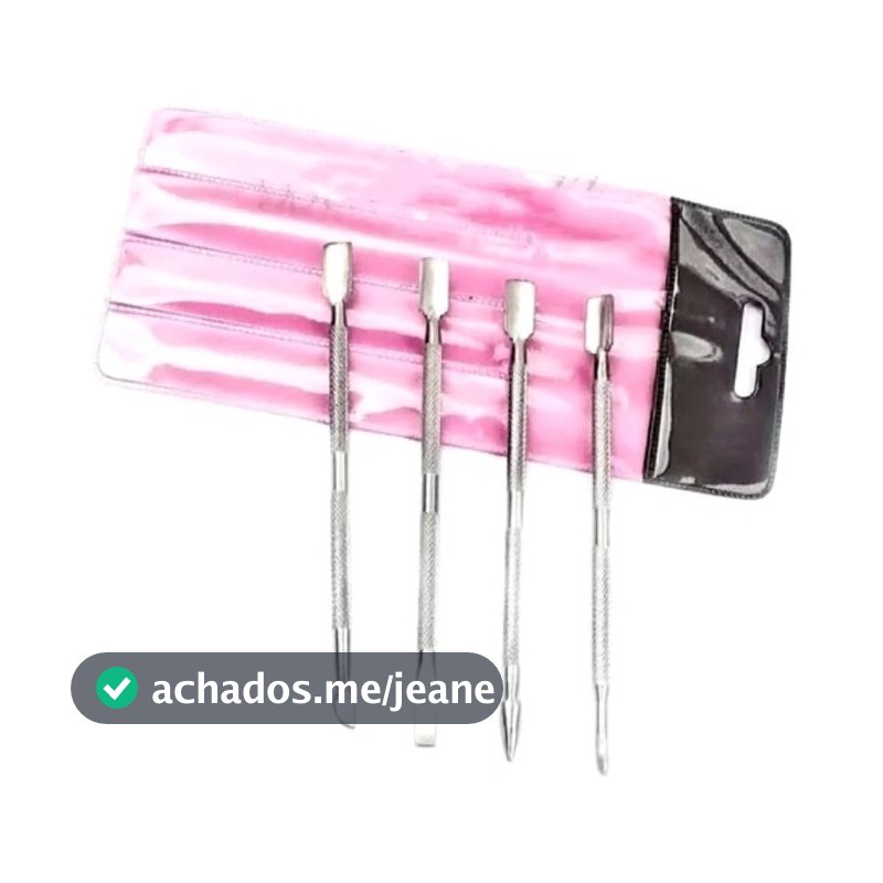 Kit 4 Espatula Para Unhas Inox Manicure Cutícula Pé Mão unhas em gel