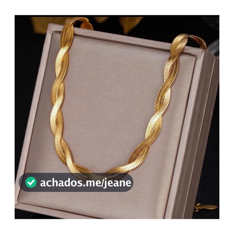 ￼Colar Feminina Dourado 2 Fios Aço Inox - Alta Qualidade e Durabilidade