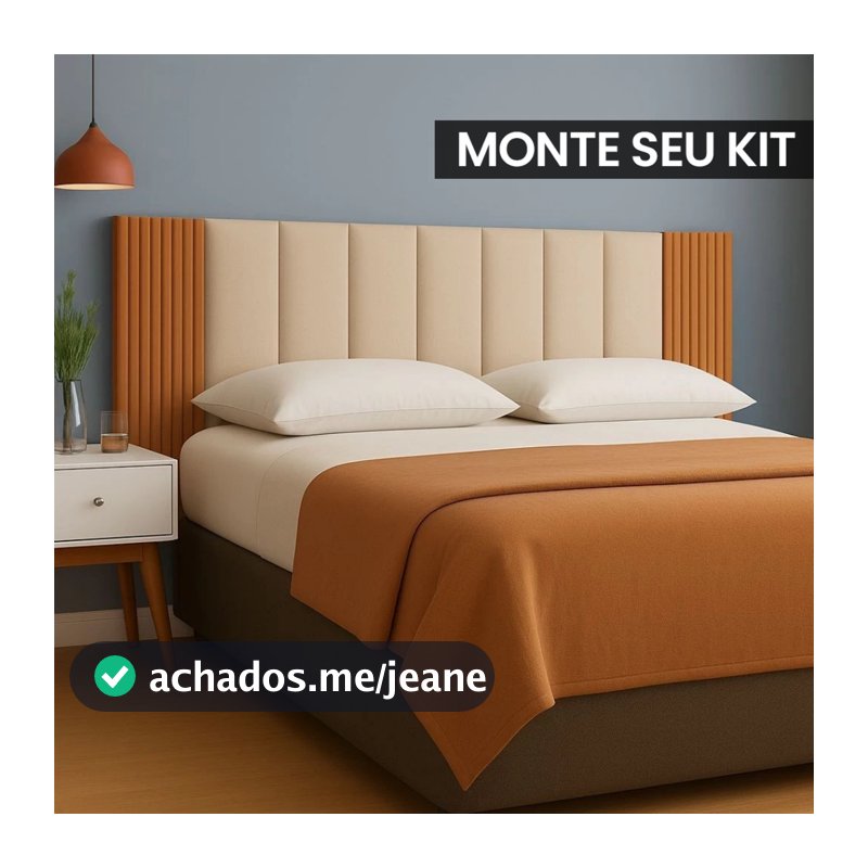 Cabeceira Modular + Painel Ripado MDF Para Cama Box Casal King Queen