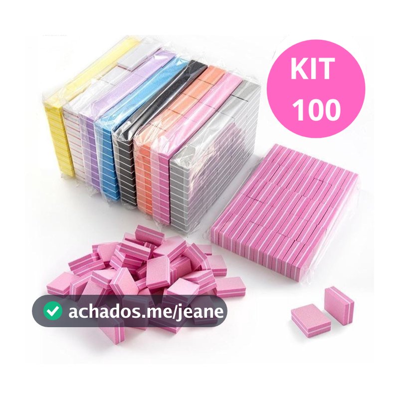 Kit Mini Lixas Buffer Bloco Quadrada Polidora Manicure nail designer 100/180
