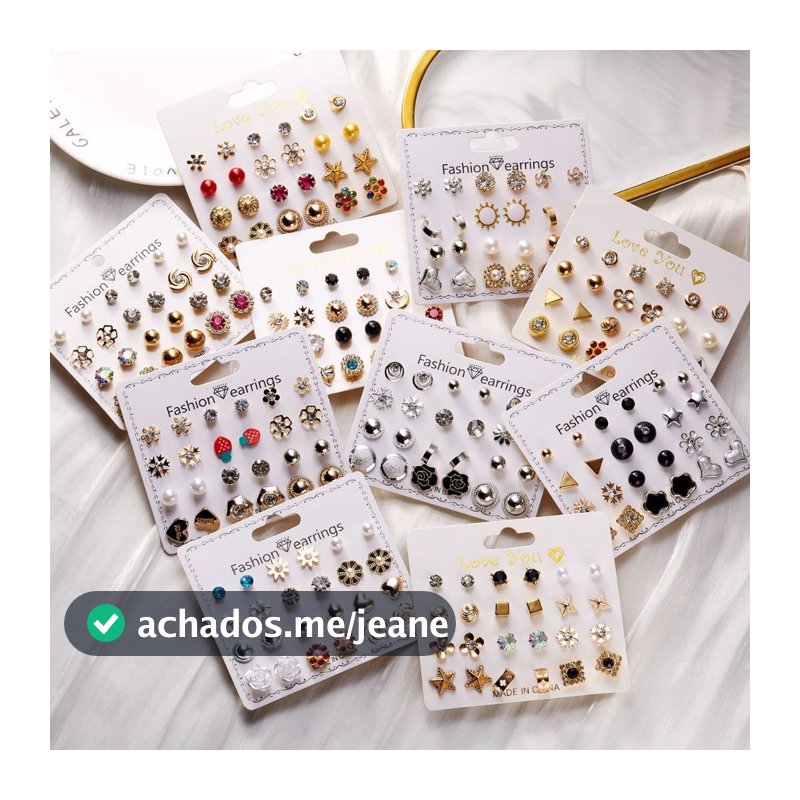 Kit 12 Pares de Brincos Pequeno Feminino lolibiju