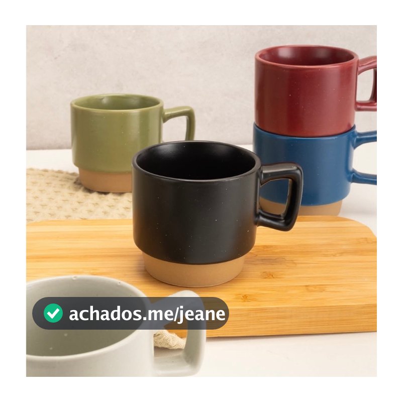 [LANÇAMENTO] Jogo 4 Canecas De Cerâmica Cores Diversas Empilhavel 120ml Café Chá Wincy