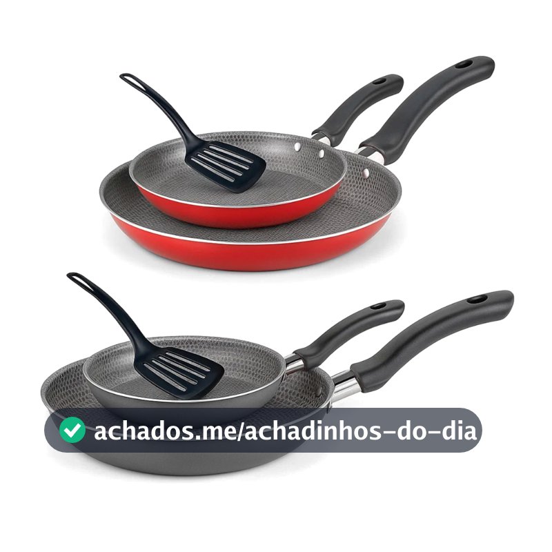 Kit 2 Frigideiras Teflon Francesa 22 e 18 Cm Com Espatula