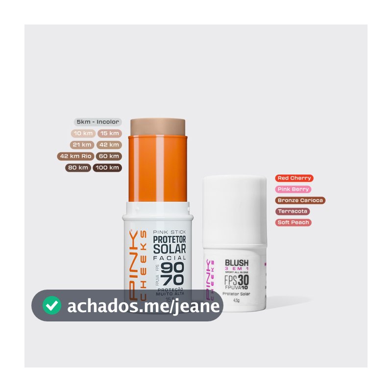 Pink Stick Protetor Solar Filtro Solar Cores + Blush Cores PINK CHEEKS Original Super Promoçao