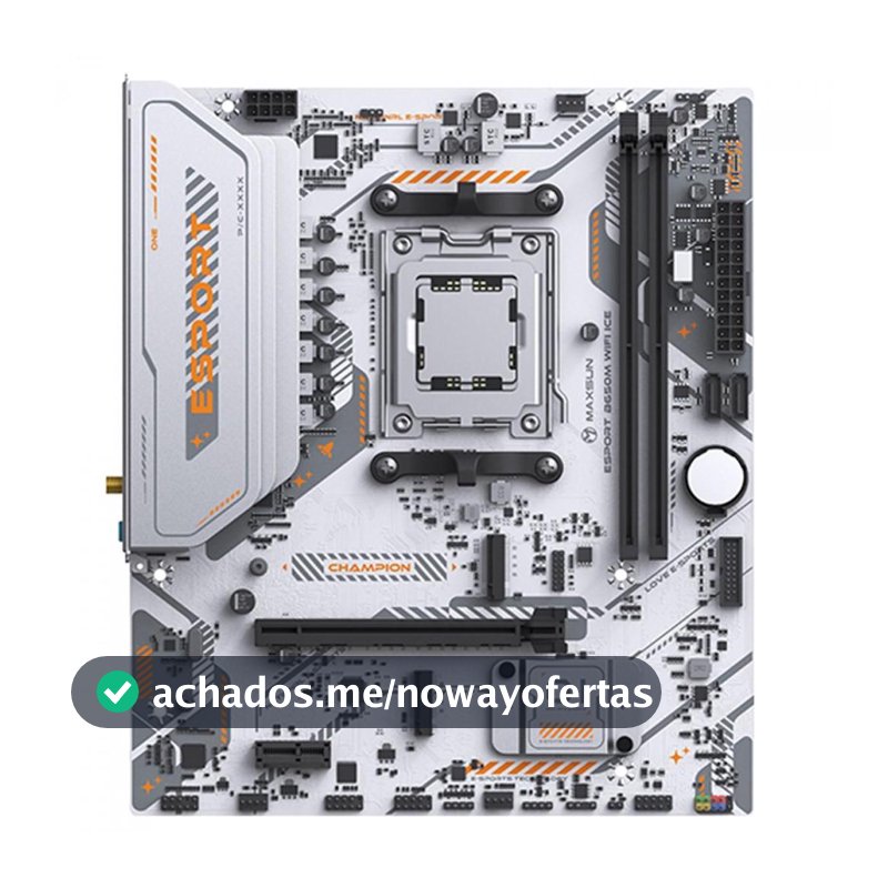 Placa Mãe Maxsun eSport B650M WiFi Ice, Chipset B650, AMD AM5, mATX, DDR5, Branco