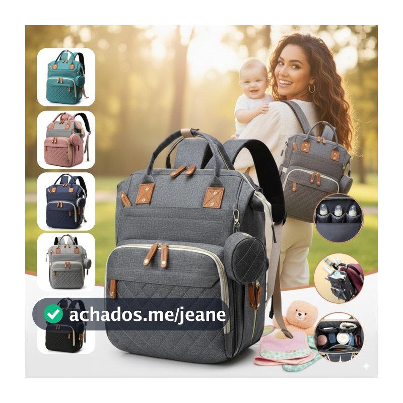Mochila bolsa maternidade unissex para mamãe e bebê grande capacidade multi bolsos porta mamadeira fixação no carrinho