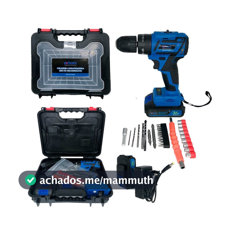 Furadeira e Parafusadeira 2 em 1 36v 2 Baterias 10000 mAh