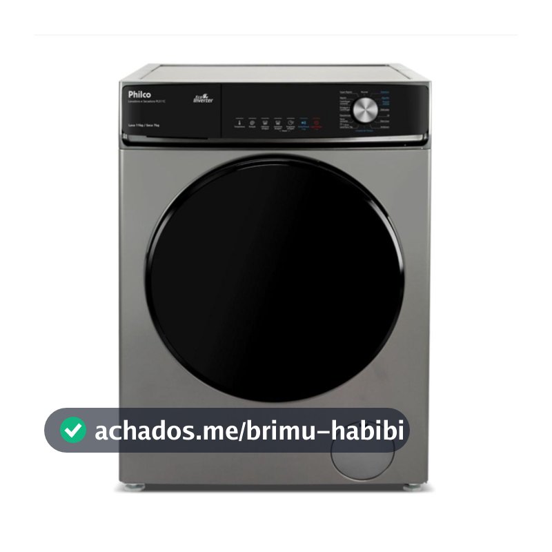 Lava e Seca Philco 16 Programas Eco Inverter 11kg Titânio PLS11C