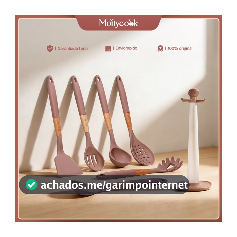 Mollycook Conjunto de Utensílios de Silicone Cozinha Luxo Com 7 Peças