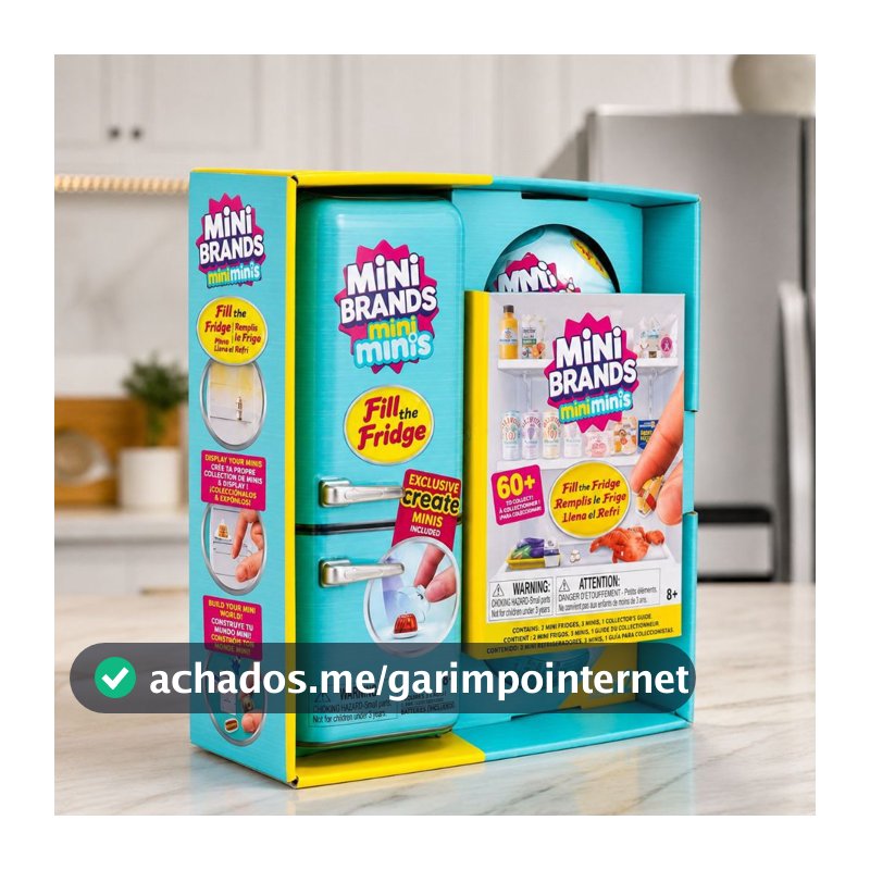 Mini geladeira Brinquedo Brands + 2 Cápsulas bolinhas surpresas itens colecionáveis presente dia das Crianças