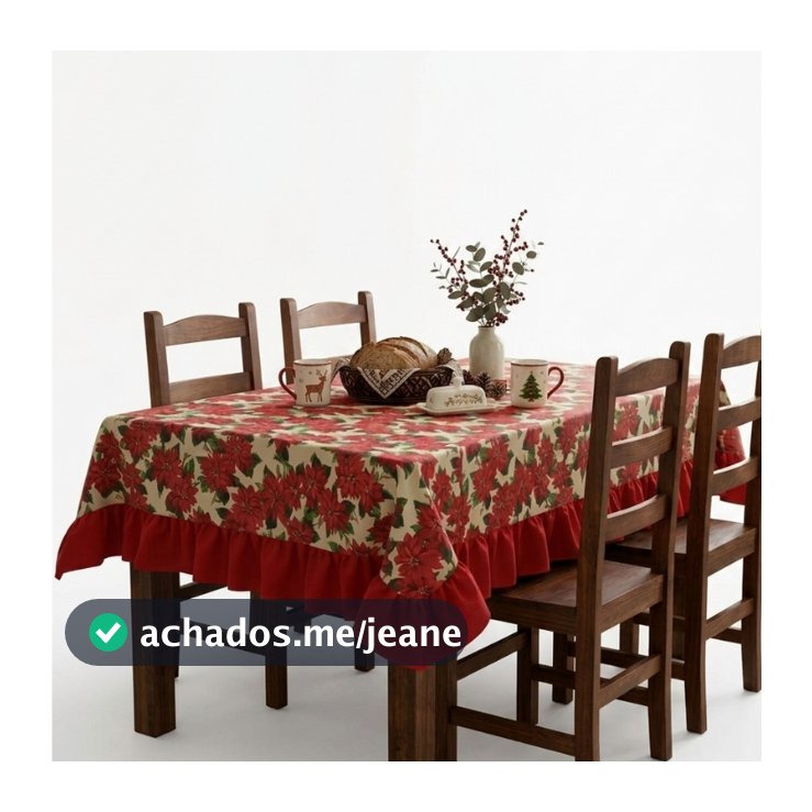 Toalha de Mesa Natal Farm Com Babado Toalha Natalina 4 6 8 10 Cadeiras