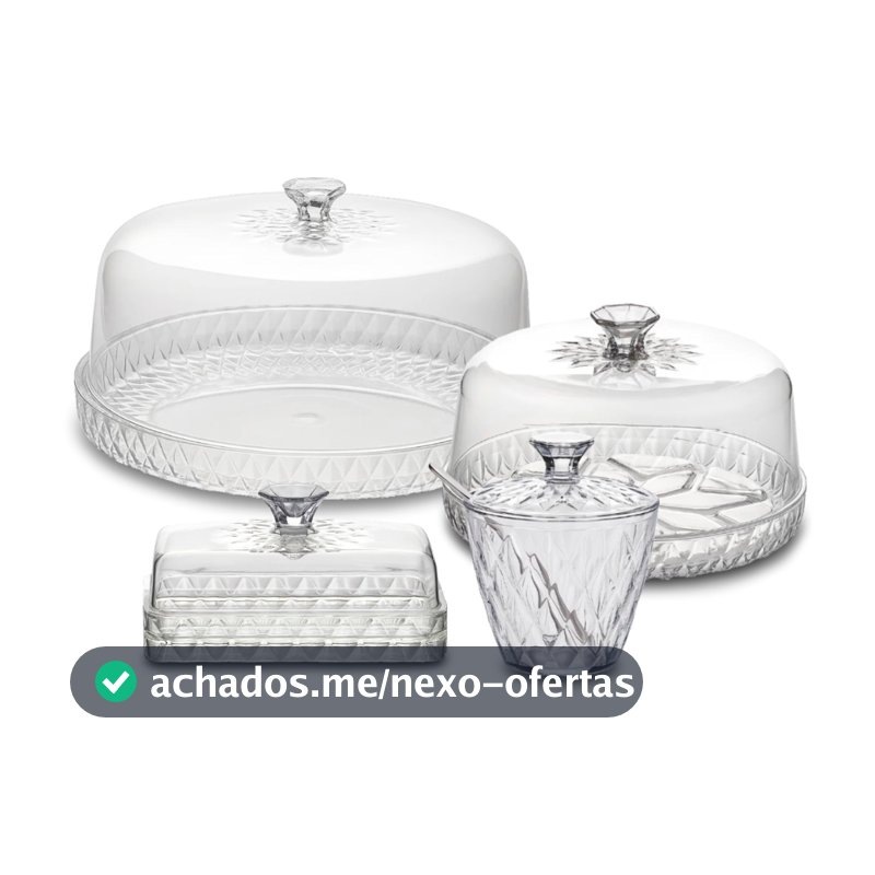 Kit Cozinha Mesa Posta Glamour Café da Manhã Queijeira Manteigueira Açucareiro Boleira Plasútil