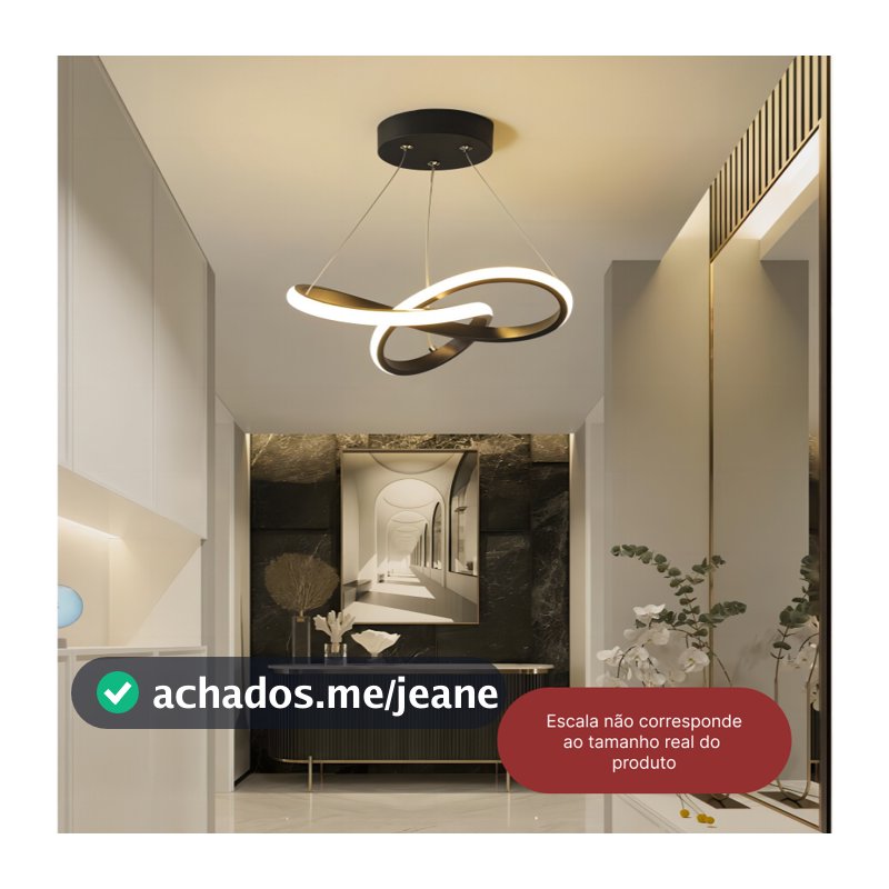 Luminária de Teto Lustre Pendente LED Moderno com Três Cores de Luz para Sala, Quarto, Cozinha e Ambientes Internos