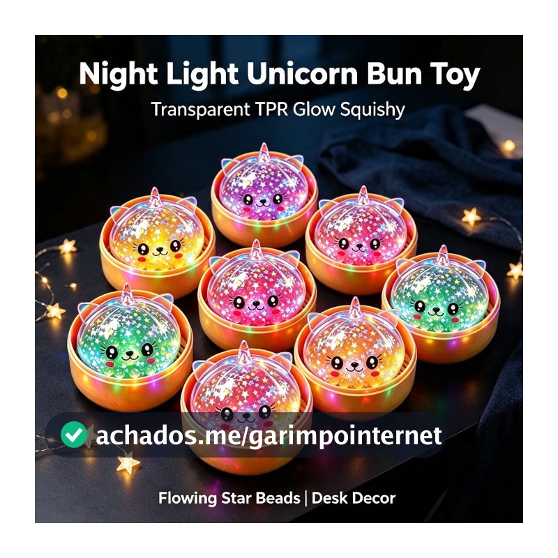 Unicórnio Brilhante Bun Brinquedo Fidget Com Simulação Vapor 6cm Concha Transparente Estrela Grânulo Mole Alívio Do Estr