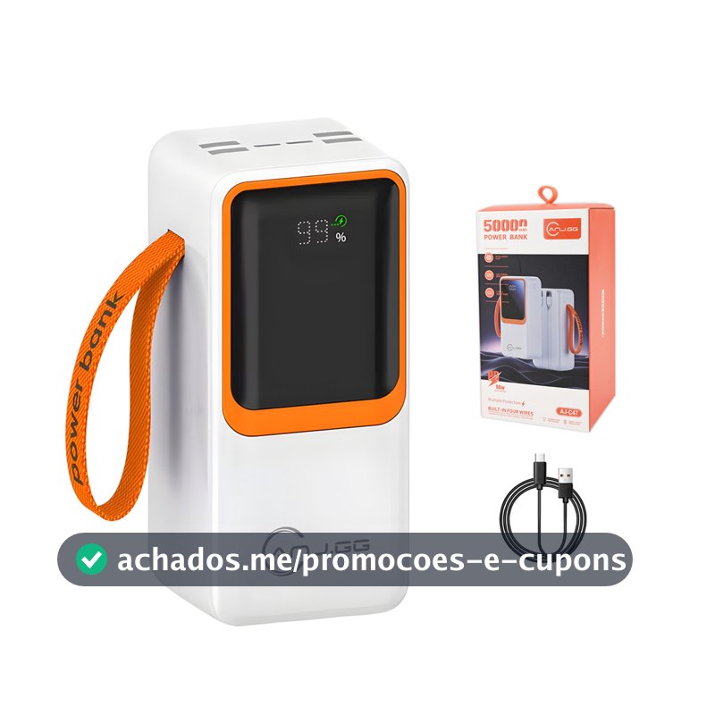 Power Bank 20000/30000/50000mAh Carga Rápida Display Digital 33W66W USB Type-C