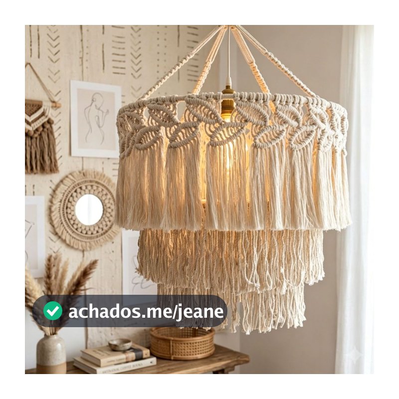 Abajur Boêmio De Macramê , Capa De Lustre De Algodão Tecido À Mão , Decoração De Luz Pendente De Borla Nórdica Para Casa