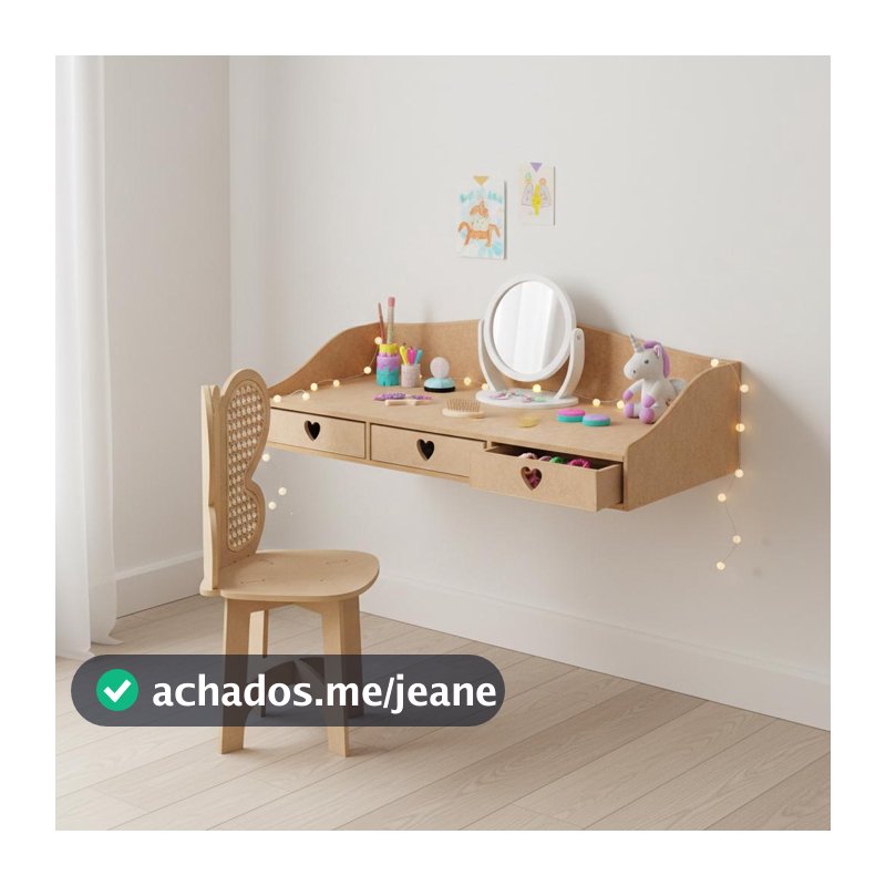 Mini Penteadeira Menina Maquiagem Com Cadeira Borboleta
